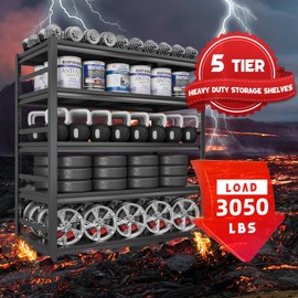 VIWAT 72"x48" Garage Shelving Heavy Duty 3050 lbs Storage Shelves Adjustable 5 Tier Shelf Closet Shelves Garage Organization Metal Shelving Unit Storage Rack Garage Shelves for Warehouse Basement