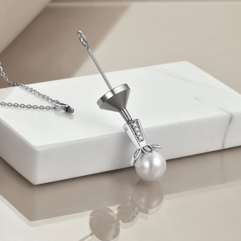 Pearl Urn Necklace for Ashes Sterling Sliver Cremation Jewelry for
