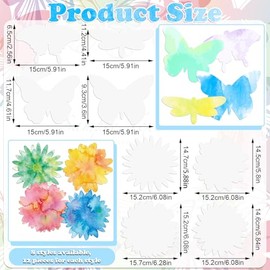Tinlade 96 Pcs Color Diffusion Paper Spring 6'' Butterfly Flower Shapes Diffusing Tissue Papers Set Back to School 8 Shape Watercolor DIY Painting Craft for Classroom Art Project Supplies Party Favor