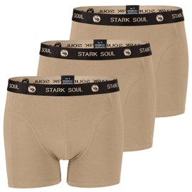 STARK SOUL Men's Boxer Shorts Pack of 3 Retro Soft Cotton Shorts, Pack of 3, taupe-black