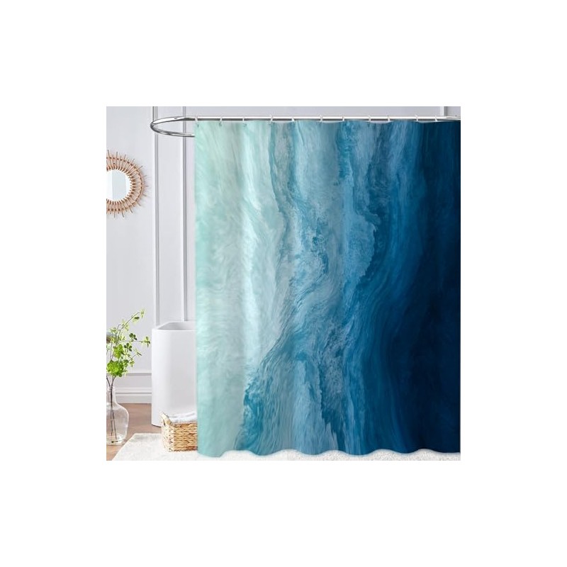GEYUBTL Ocean Shower Curtain Ombre Blue Sea Beach Bathroom Curtains