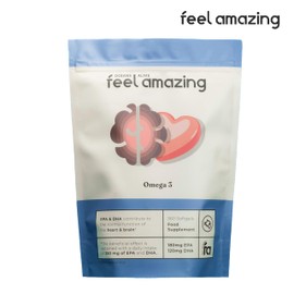 Feel Amazing Omega 3 Fish Oil Softgels, 1000mg with EPA 180mg & DHA 120mg, 360 Softgels, One-Year Supply