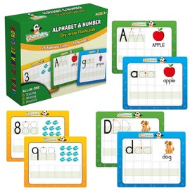 Dry Erase Number & Alphabet Flashcards for Kids Ages 3-5, 10 Numbers & 26 Visual ABC Flash Cards, Homeschool Learning Supplies, Summer School & After School Teaching Supplies for Handwriting Practice