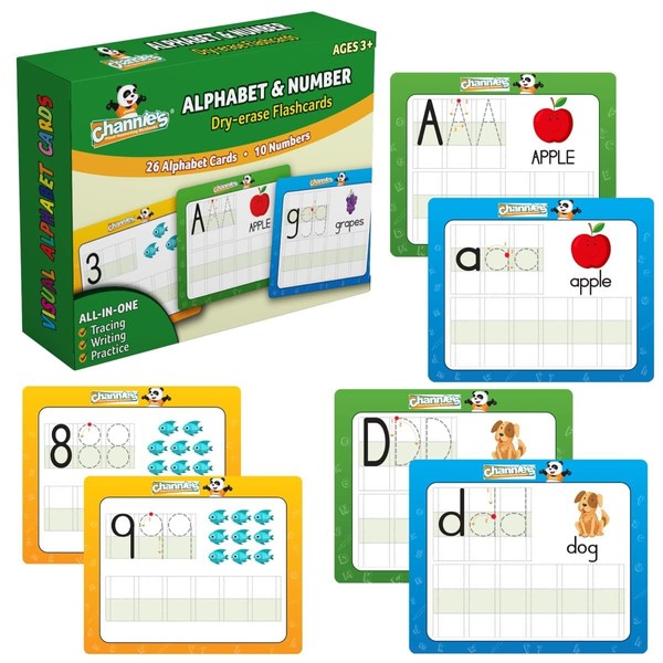 Dry Erase Number & Alphabet Flashcards for Kids Ages 3-5,