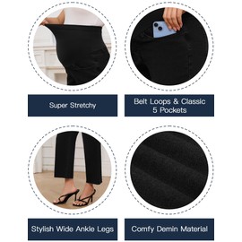 fitglam Women's Maternity Jeans Straight Leg Relaxed Fit Over Belly Comfy Denim Capris Pregnancy Cropped Pants-26'', S-XXL