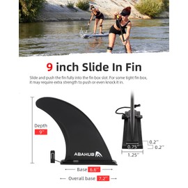 Abahub 9'' SUP Fin 2 Pack Inflatable Paddle Board Replacement Fins, Quick Release Slide in Detachable Center Surfboard Fin for iSUP Stand UP Paddleboard Inflatable Boards 9 Inch Black