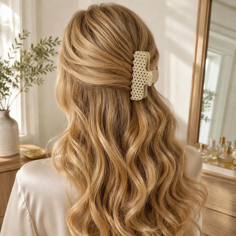 3.8 Inch Polka Dot Acetate Claw Clip for Women Thin