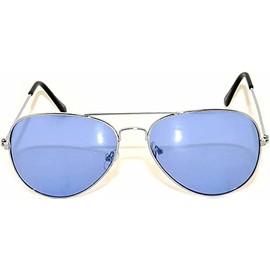 Classic Aviator Style Colored Lens Sunglasses Metal Frame UV 400 (l Blue, Gradient)