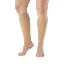 Ames Walker AW Style 201 Medical Support Open Toe 20-30 mmHg Firm Compression Knee High Stockings Beige Medium