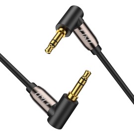 J&D Gold Plated 3.5mm Stereo Audio Aux Cable 90 Degree Right Angle Compatible for Galaxy, Speakers and All Other Devices, 15 Feet
