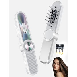 COOYA Scalp Massager Comb Portable Hair Massage Brush, 3-Gear Mode Head Scratcher USB C Soft Rubber Massage Comb with 8ml Detachable Liquid Guide, White
