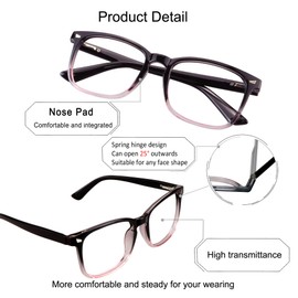 YEIN Progressive Multifocus Reading Glasses, Spring Hinge Blue Light Blocking Glasses for Women Men, No Line Multifocal Readers with Clear Lenses (+0.00/+1.75 magnification)