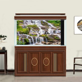 ZatiasMiller Rainforest Aquarium Background Majestic Waterfall from High Rocks Terrarium Background Aquatic Plants Tree Aquarium Backdrop Reptile Habitat Background Fish Tank Decor Vinyl 30x12in