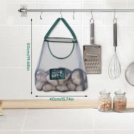 Hanging Net String Shopping Bags 3Pcs Reusable Produce Bags Vegetables Fruits Commodities Outgoing Travel Tote String Bag Portable Grocery Mesh Bags（Green ）