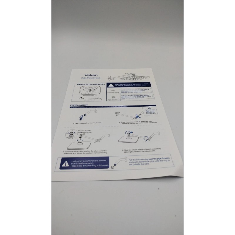 Veken 11.8" Rain Shower Head, Rectangular Rainfall Showerhead with 11"