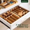 Carbonized Bamboo Kitchen Drawer Organizer, 8 Slots Silverware Organizer, Utensil