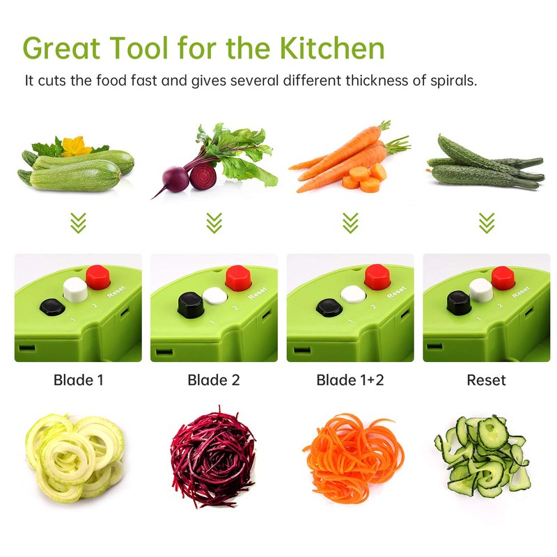 MENNYO Spiral Vegetable Cutter with Container, 4 in 1 Vegetable