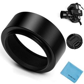Fotover 77mm Metal Standard Screw-in Standard Lens Hood with Centre Pinch Lens Cap for Canon Nikon Sony Pentax Olympus Fuji Sumsung Leica Camera +Cleaning Cloth