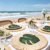 12Pcs Placemats and Palm Placemat, Green Straw Leaf Table Mat,