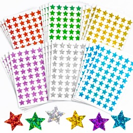 6 Colors Holographic Star Stickers - 1296PCS Small Star Stickers for Reward, Behavior Chart, 0.6" Glitter Sticker for DIY Crafts, Gift Decoration, Fun School Classroom Teacher Supplies