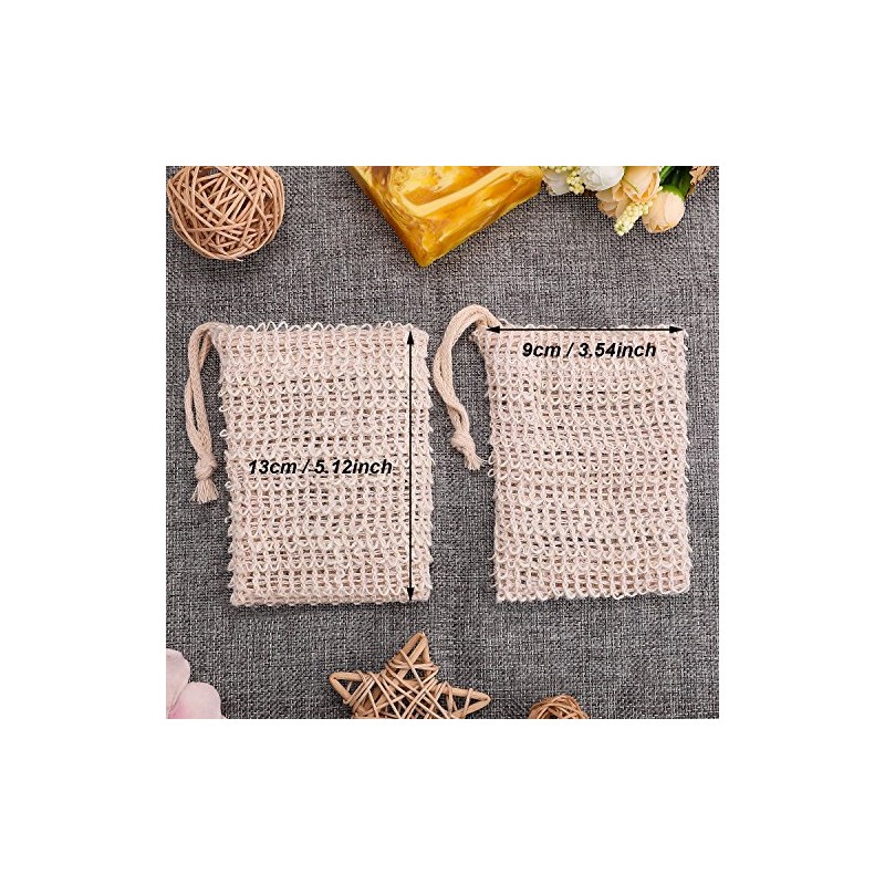 BBTO 10 Pack Exfoliating Natural Sisal Soap Bag Pouch Soap