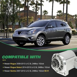 Rendrox 23300-ET80A New Starter Motor Fit for Nissan Rogue 2008-2013 Rogue Select 2014-2015 Sentra (SE-R) 2007-2012 L4 2.5L, 12V 1.7KW 13 Teeth Clockwise, Replace 23300-ET80B 19061N 16085 M0TA0271