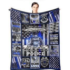 Wisegem Police Gifts - Blue Lives Matter 60"x50" Blanket - Police Retirement Birthday Gift Ideas for Men- Thin Blue Line Gifts - Police Academy Graduation Gifts - Gifts for Cop - Police Officer Stuff