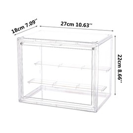 Clear Display Case for Figures, 3 Tier Adjustable Display Stand, Acrylic Display Box with Magnetic Door, Display case for Figures, Dustproof Showcase for Collectibles (3, Transparent-3 Pack)