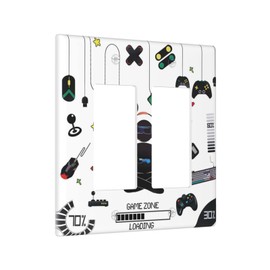 Double Rocker Wall Plate Gamer Room Video Game Decor Light Switch Cover 2 Gang Decorative Gfci Electrical Switchplate Home for Bathroom Bedroom Kitchen Decor 4.6"X4.5"