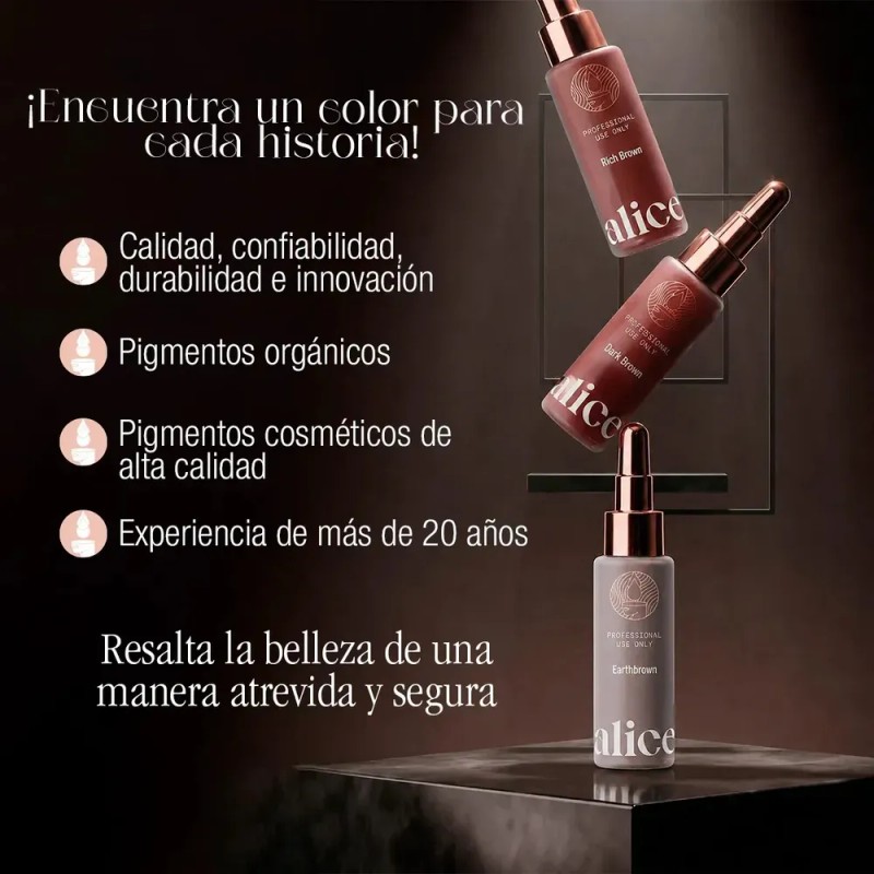 Pigmento Para Microblading Alice Cosmetic Medium Coffee 2pz Duo-mediumcoffee