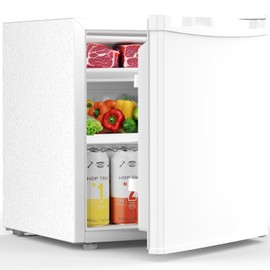 Electactic 1.6 Cu.ft Mini Fridge with Freezer, Compact Single Reversible Door Refrigerator, Adjustable Thermostat, Ultra Quiet, Energy Efficient for Office, Dorm, Bedroom, Apartment -White