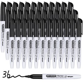 SFAIH Dry Erase Markers Whiteboard Markers - 36 Pack Black Dry Erase Marker Fine Tip For Kids Adults, Dry Erase Markers Bulk No Odor For Office Supplies Classroom Must Haves