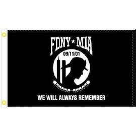 3X5 FDNY MIA NEVER FORGET 911 WE WILL ALWAYS REMEMBER BLACK FLAG BANNER 100D