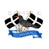 Cornwall, Cornish Chough, Crossed Flag Sticker, Truck, Car, Motorhome, Van,