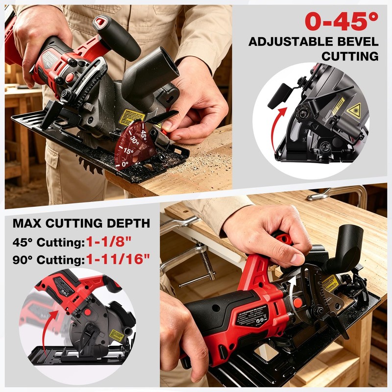 SHALL 20V Cordless Mini Circular Saw, 4-1/2’’ 4000RPM Power Circular