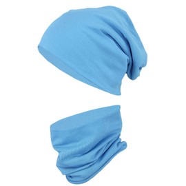TupTam Children's Beanie Hat Tube Scarf Set Transitional Period, jeans colour