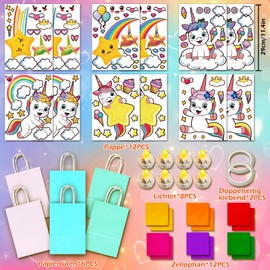 6 Lantern Craft Set for Children, Lantern St Martin with Tracing Paper and Double-Sided Glue and LED Beads, Lantern Crafts for Girls and Boys, Ideal Birthday for Children - Unicorn