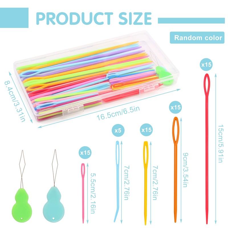 UOOU 67 PCS Plastic Needles, 5 Sizes Yarn Needles, Darning