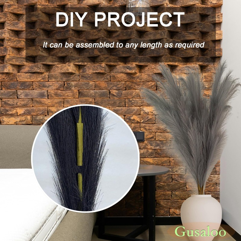 Artificial Faux Pampas Grass 8 Pcs Fake Artificial Adjustable Pampas