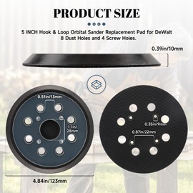 MOGRQAP Pack of 2 5 Inch Sanding Discs Random Orbital Sander, 8 Hole Hook and Loop Sanding Pad Replacement Pad as Replacement Part Support Plate Velcro Pad for Milwaukee 51-36-7090 6021-21 / for