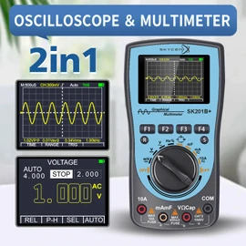 SK201B+ Intelligent Graphical Digital Oscilloscope Multimeter 2 in 1 SKYCENX with 2.4 Inches Color Screen 1MHz Bandwidth 2.5Msps Sampling Rate for DIY and Electronic Test