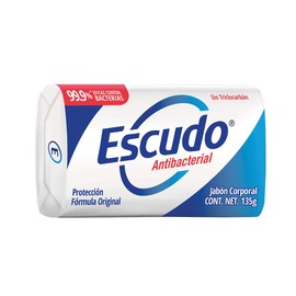 Escudo Antibacterial Jabón Protección Fórmula Original Azul, sin Triclocarbán. Barra de 135 gramos