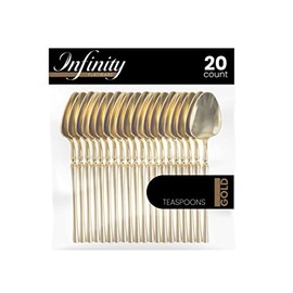 PlasticPro 20 Count Gold Plastic Tea Spoons Premium Quality Heavy Duty Disposable Elegant Silverware Tea Spoons for Party