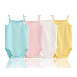 Blueleyu Baby Girls Sleeveless Tank Top Bodysuit Cotton 3 Pack Romper, 5 Items