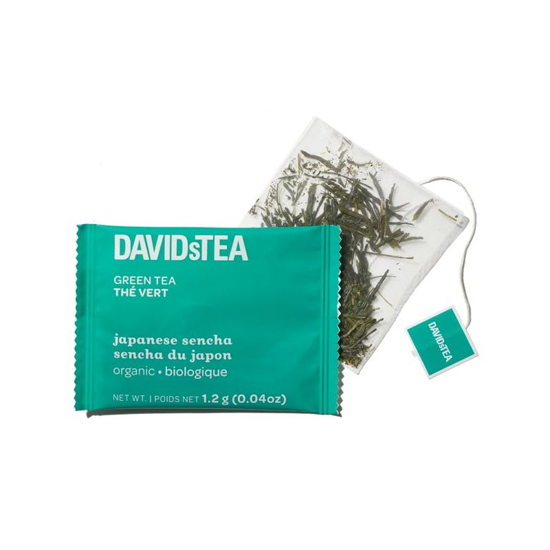 DAVIDsTEA Organic Japanese Sencha Green Tea, high caffeine, 12 tea