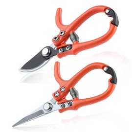 LEONTOOL Garden Shears, Garden Pruning Shears, Set of 2, Pruning Shears, Branching Shears, Gardening Scissors, Branching Shears, Garden Shears, Fruit Shears, Fruit Shears, Pruning Scissors, Long,
