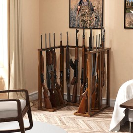 amoard Indoor Gun Rack Corner Wood Heavy Gun Rack Rifle Stand Display Shotgun Organizer and Storage Racks Stable Support for 15 Guns