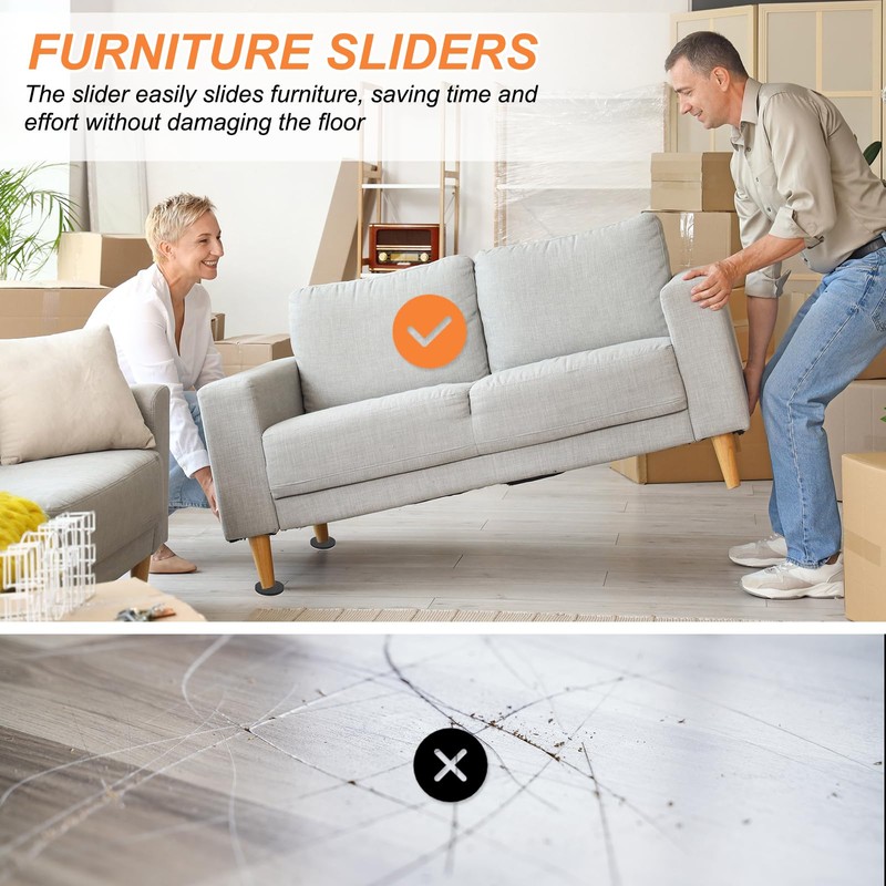PATIKIL 5 Inch Felt Furniture Sliders, 8 Pcs Round Furniture