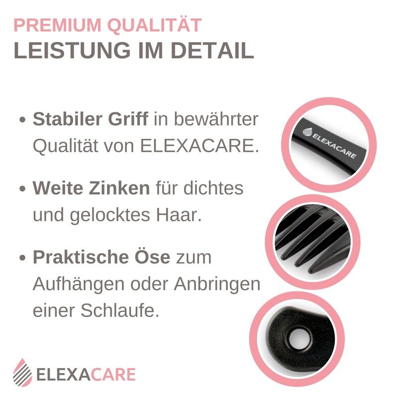 Elexacare Curl Comb, Wide Toothed (approx. 24 cm) - Handgrip,