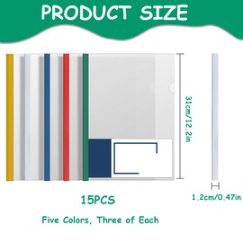 15 Pieces Binding Bars Slide Grip, A4 Slide Binders File Report Project Presentation Covers Clips, Plastic Spine Bars Sliding Binders for Home School Office Document Classification (Solid Color 1.2cm)